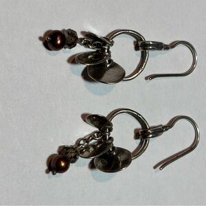 Rare Silpada W1550- 925 Silver Dangle Earrings with Brown Pearl Accent